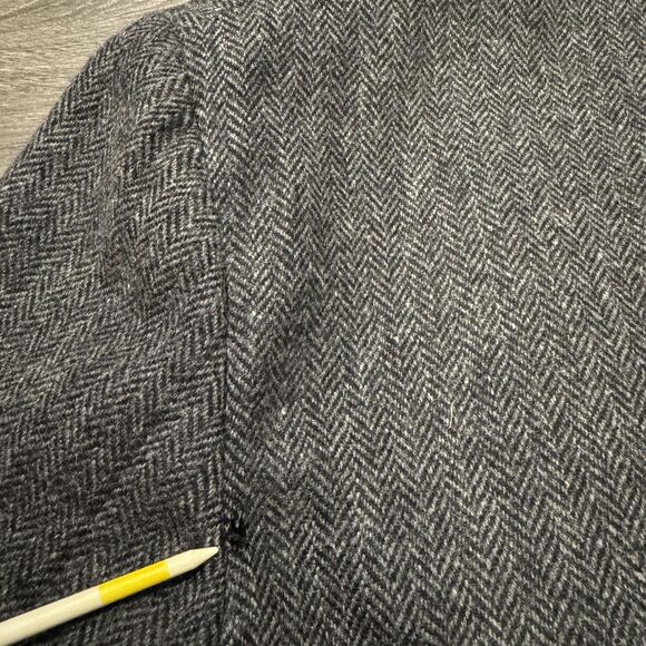 Vintage Silversteins Overcoat Mens L Gray Herringbone Pure Wool Topcoat Long - Picture 6 of 10